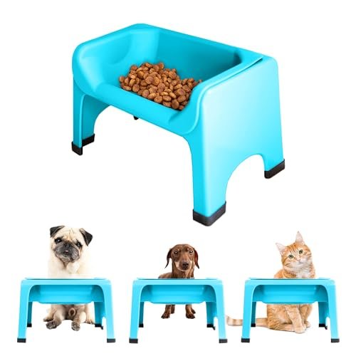 Fluff Trough Elevated Dog Bowl for Food | 5inch Tall Cat & Dog Feeding Station | Vet Approved Non-Toxic Silicone Feeder Bowl Insert | Raised Bowl for Medium and Small Dog/Pet with Flat Face